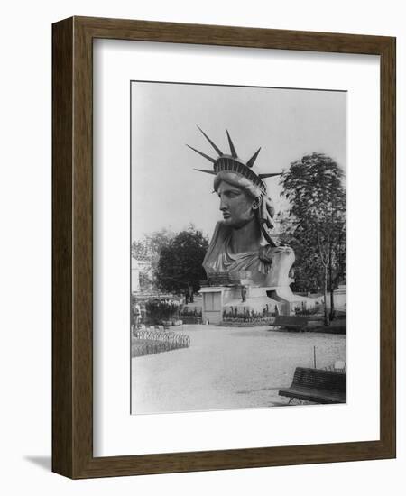 Head of Statue of Liberty in Paris Park Photograph - Paris, France-Lantern Press-Framed Art Print