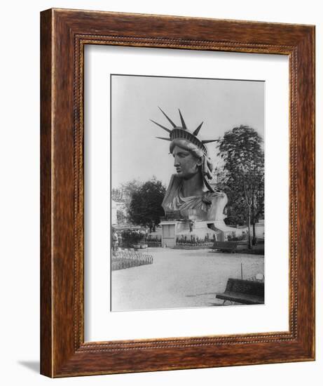 Head of Statue of Liberty in Paris Park Photograph - Paris, France-Lantern Press-Framed Art Print