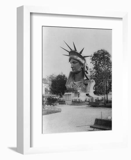 Head of Statue of Liberty in Paris Park Photograph - Paris, France-Lantern Press-Framed Art Print