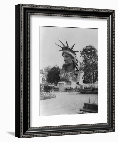 Head of Statue of Liberty in Paris Park Photograph - Paris, France-Lantern Press-Framed Art Print