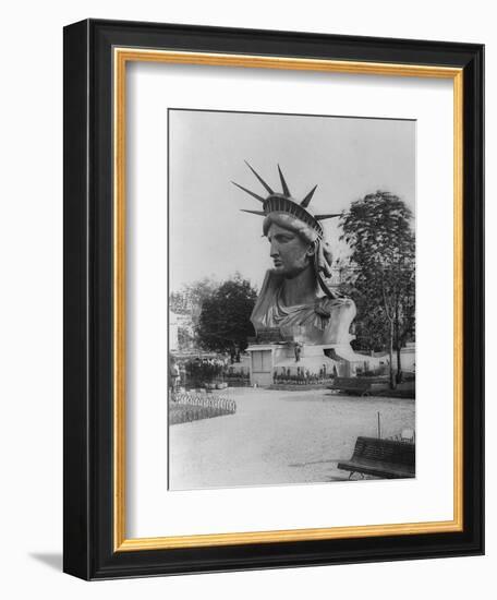 Head of Statue of Liberty in Paris Park Photograph - Paris, France-Lantern Press-Framed Art Print