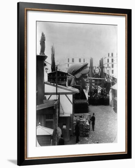 Head of Statue of Liberty near Scaffolding-null-Framed Photographic Print