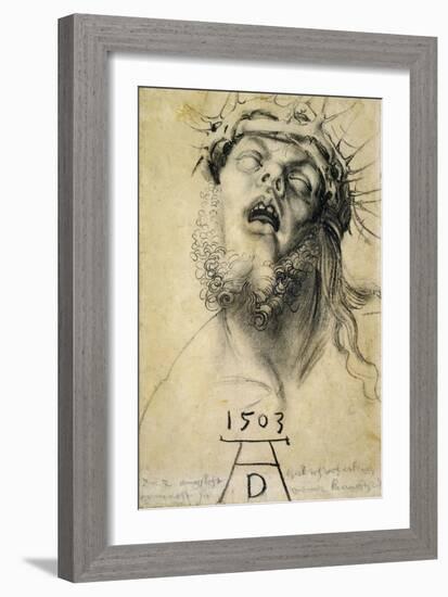 Head of the Dead Christ, 1503. Dramatic drawing of the dead Christ.-Albrecht Dürer-Framed Giclee Print