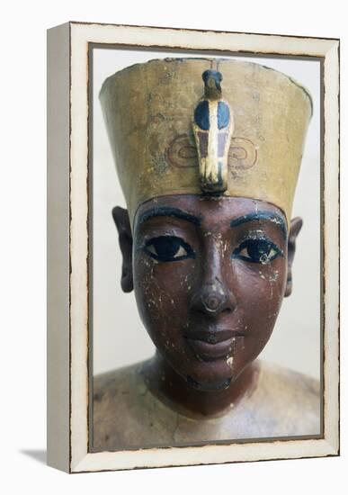 Head of Tutankhamun in Painted Wood, from Tomb of Tutankhamun-null-Framed Premier Image Canvas