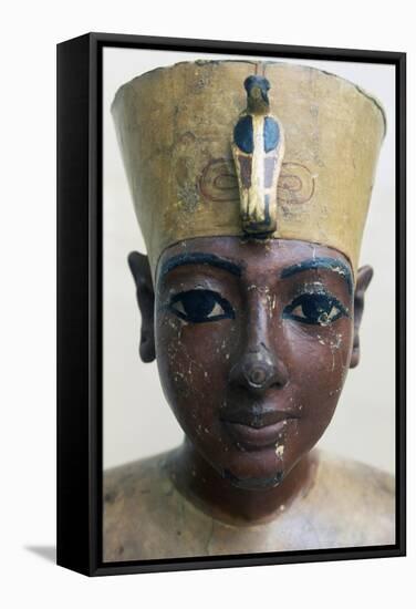 Head of Tutankhamun in Painted Wood, from Tomb of Tutankhamun-null-Framed Premier Image Canvas