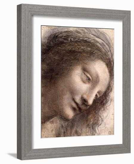 Head of Virgin, 1508-1512-Leonardo Da Vinci-Framed Giclee Print