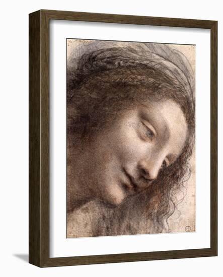 Head of Virgin, 1508-1512-Leonardo Da Vinci-Framed Giclee Print