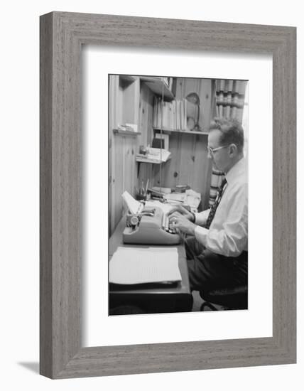 Head of Wright Aero Medical Lab Col. John P. Stapp Writing His Book at Home, Dayton, Ohio, 1959-Francis Miller-Framed Photographic Print