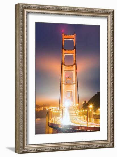 Head On Alignment Golden Gate Night Lights Marin San Francisco-Vincent James-Framed Photographic Print