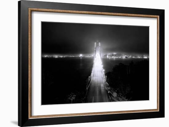 Head On City Bay Bridge Black & White Urban Night Cityscape San Francisco-Vincent James-Framed Photographic Print