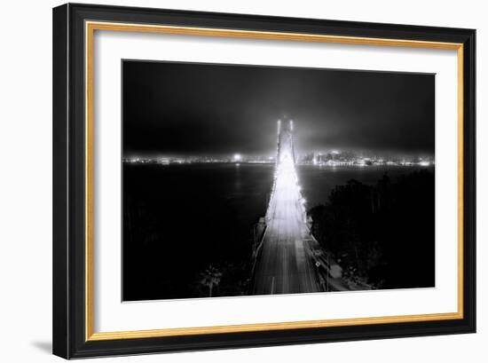 Head On City Bay Bridge Black & White Urban Night Cityscape San Francisco-Vincent James-Framed Photographic Print