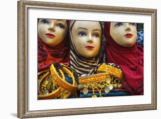 Head Scarves for Sale in the Muslim Quarter-Jon Hicks-Framed Photographic Print