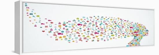 Head Shape Social Media Icons-cienpies-Framed Stretched Canvas