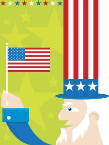 Head Shot of Uncle Sam with American Flag