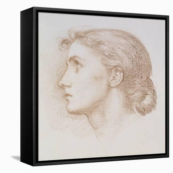 Head Study of a Young Woman, C.1880 (Chalk on Paper)-Edward John Poynter-Framed Premier Image Canvas