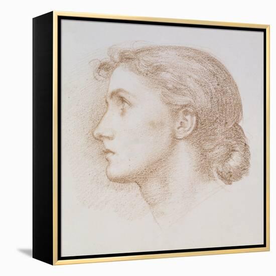 Head Study of a Young Woman, C.1880 (Chalk on Paper)-Edward John Poynter-Framed Premier Image Canvas