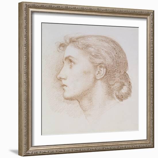 Head Study of a Young Woman, C.1880 (Chalk on Paper)-Edward John Poynter-Framed Giclee Print