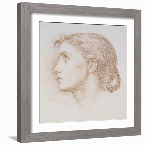 Head Study of a Young Woman, C.1880 (Chalk on Paper)-Edward John Poynter-Framed Giclee Print