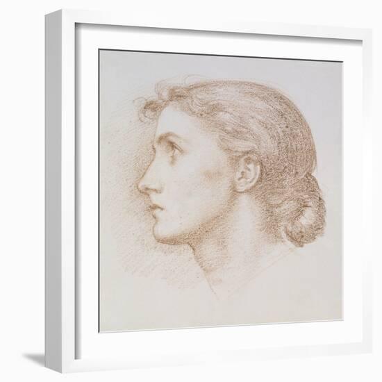 Head Study of a Young Woman, C.1880 (Chalk on Paper)-Edward John Poynter-Framed Giclee Print