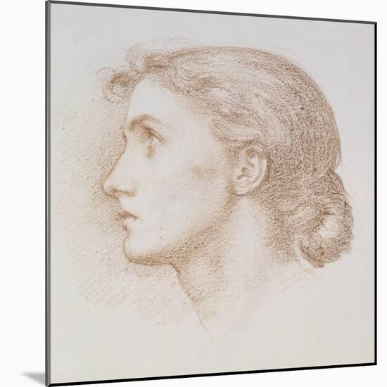 Head Study of a Young Woman, C.1880 (Chalk on Paper)-Edward John Poynter-Mounted Giclee Print