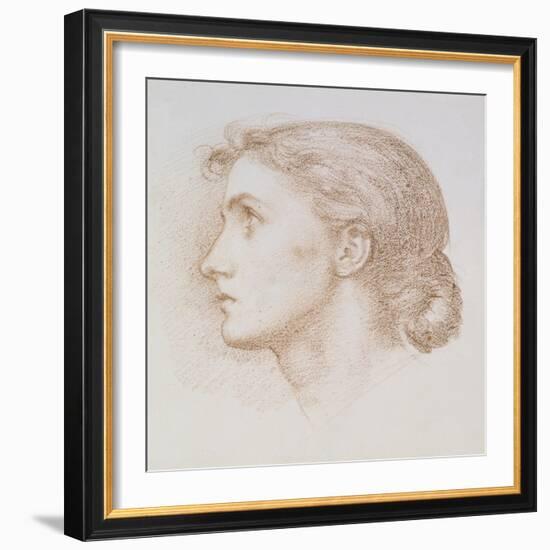 Head Study of a Young Woman, C.1880 (Chalk on Paper)-Edward John Poynter-Framed Giclee Print