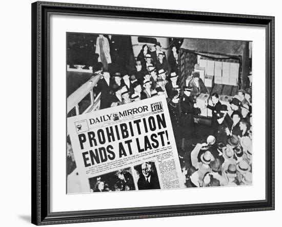 Headline Declaring the End of Prohibition, 6th December, 1933--Framed Giclee Print