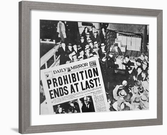 Headline Declaring the End of Prohibition, 6th December, 1933-null-Framed Giclee Print