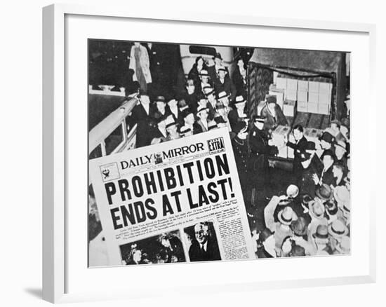 Headline Declaring the End of Prohibition, 6th December, 1933--Framed Giclee Print