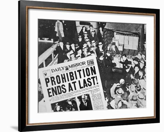 Headline Declaring the End of Prohibition, 6th December, 1933--Framed Giclee Print
