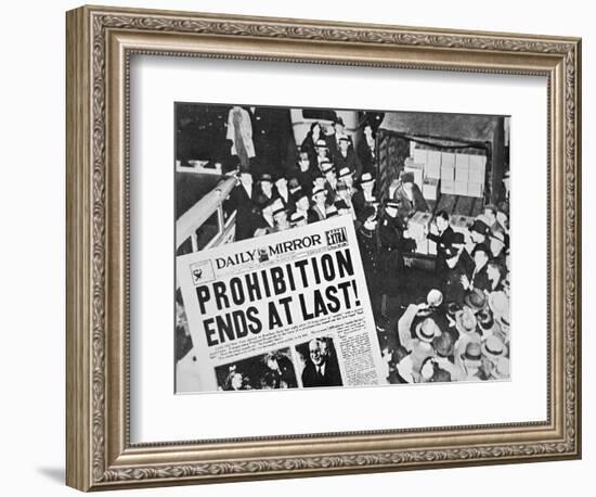 Headline Declaring the End of Prohibition, 6th December, 1933-null-Framed Giclee Print