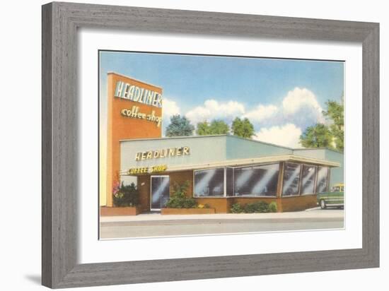 Headliner Coffee Shop, Retro Diner-null-Framed Art Print