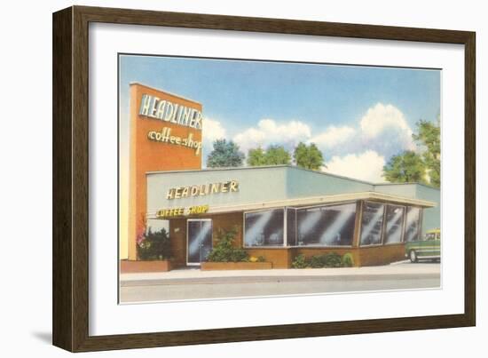 Headliner Coffee Shop, Retro Diner-null-Framed Art Print