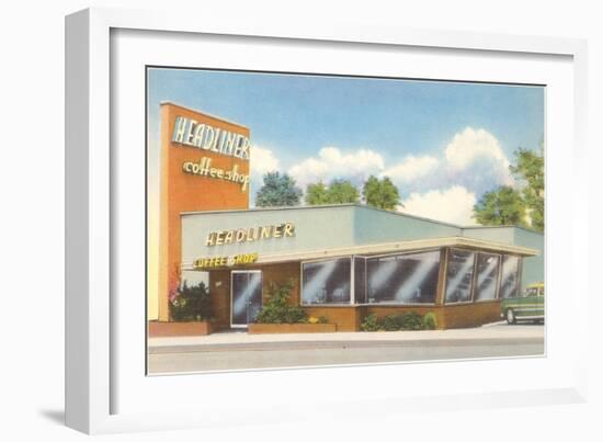 Headliner Coffee Shop, Retro Diner-null-Framed Art Print