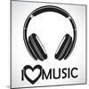 Headphones Logo Icon “I Love Music” I for the Creative Use in Graphic Design-Bastian Gnüchwitz-Mounted Art Print