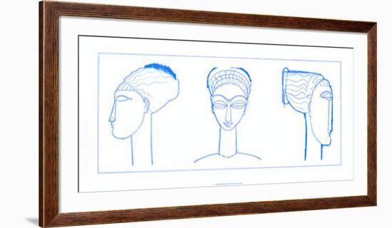 Heads in Blue-Amedeo Modigliani-Framed Serigraph