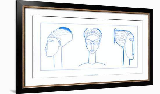 Heads in Blue-Amedeo Modigliani-Framed Serigraph