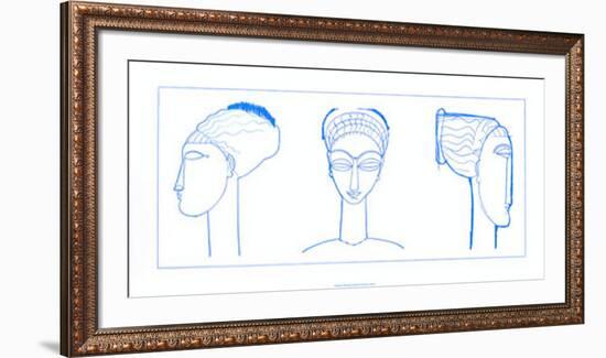 Heads in Blue-Amedeo Modigliani-Framed Serigraph