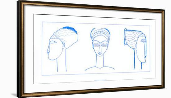 Heads in Blue-Amedeo Modigliani-Framed Serigraph