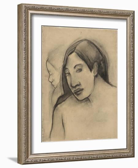 Heads of Tahitian Women, Frontal and Profile Views, 1891-93-Paul Gauguin-Framed Giclee Print