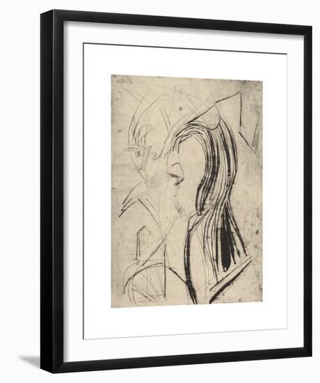 Heads of Two Girls-Ernst Ludwig Kirchner-Framed Premium Giclee Print