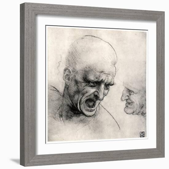 Heads of Warriors, 1503-1505-Leonardo da Vinci-Framed Giclee Print