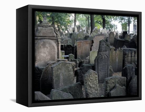 Headstones in the Graveyard of the Jewish Cemetery, Josefov, Prague, Czech Republic-Richard Nebesky-Framed Premier Image Canvas