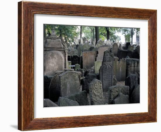 Headstones in the Graveyard of the Jewish Cemetery, Josefov, Prague, Czech Republic-Richard Nebesky-Framed Photographic Print