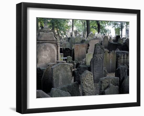 Headstones in the Graveyard of the Jewish Cemetery, Josefov, Prague, Czech Republic-Richard Nebesky-Framed Photographic Print