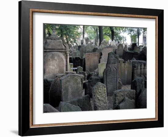 Headstones in the Graveyard of the Jewish Cemetery, Josefov, Prague, Czech Republic-Richard Nebesky-Framed Photographic Print
