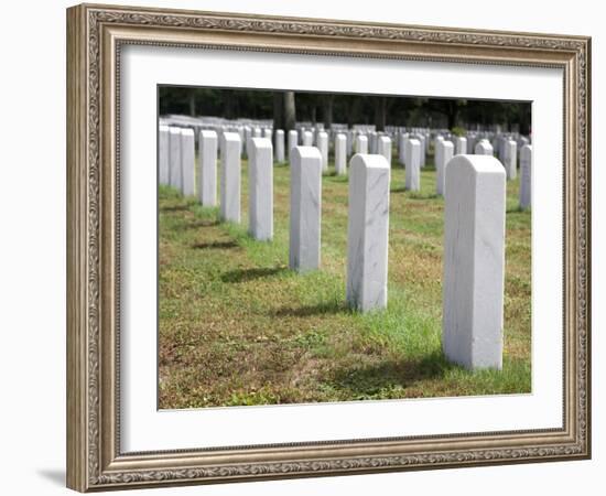 Headstones Mark the Graves of Veterans and their Loved Ones at Barrancas National Cemetery, Naval A-Steven Frame-Framed Photographic Print