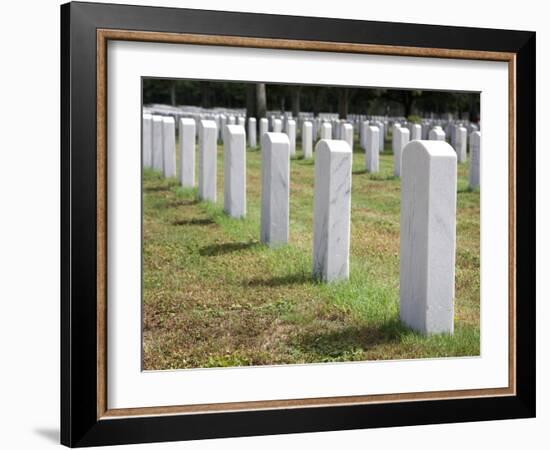 Headstones Mark the Graves of Veterans and their Loved Ones at Barrancas National Cemetery, Naval A-Steven Frame-Framed Photographic Print