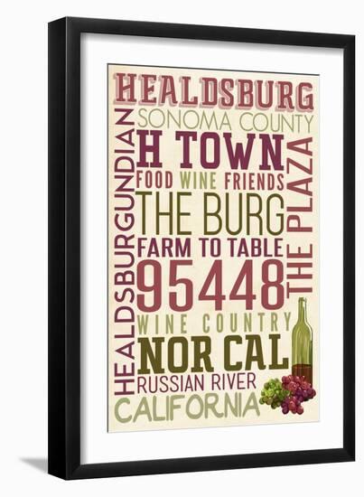 Healdsburg, California - Typography-Lantern Press-Framed Art Print