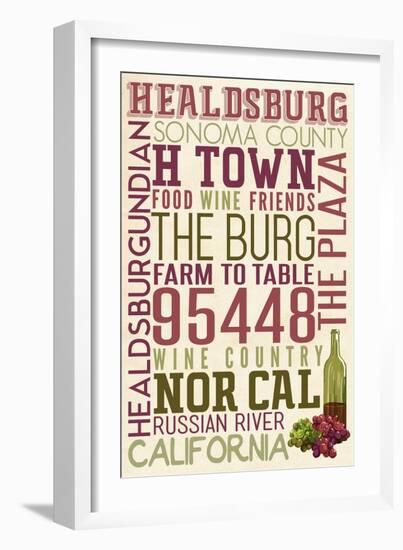 Healdsburg, California - Typography-Lantern Press-Framed Art Print