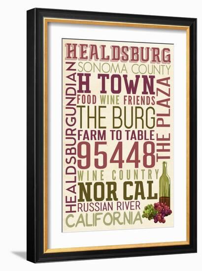 Healdsburg, California - Typography-Lantern Press-Framed Art Print